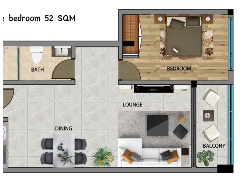 Best 1 bedroom apartments in Syokimau floor plan Urban Park 60sqm