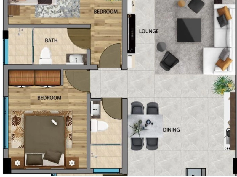 2 Bedroom Mini Floor Plan Urban Park Apartments