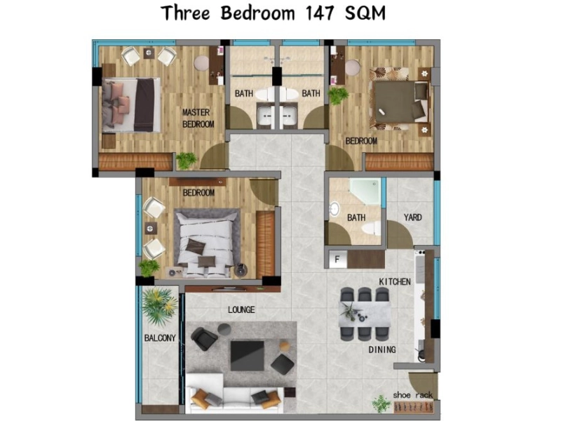 3 Bedroom Floor Plan Urban Park Apartments